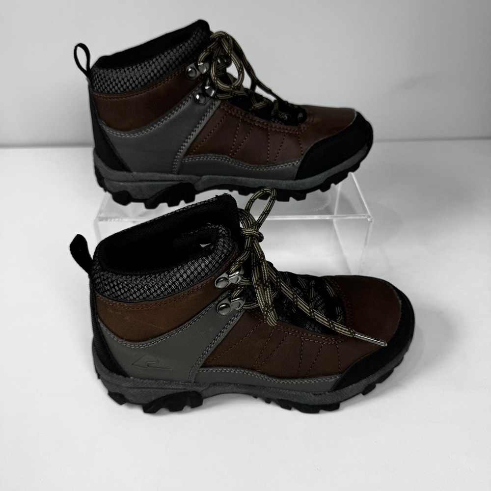 Ozark Trail Boys 1Y Brown Gray Outdoor Youth Trail Hiking Shoes Sneaker Utility